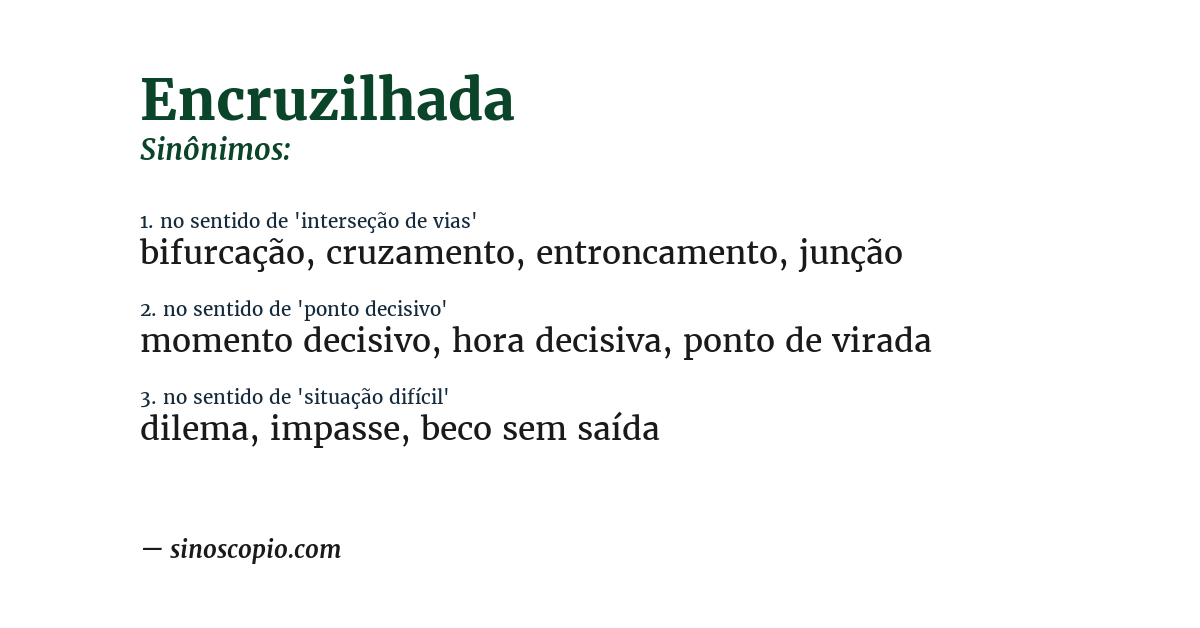 Sinônimo de encruzilhada