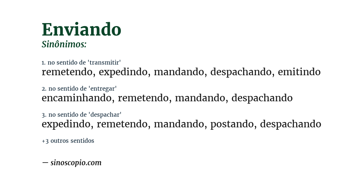 Sinônimo de enviando