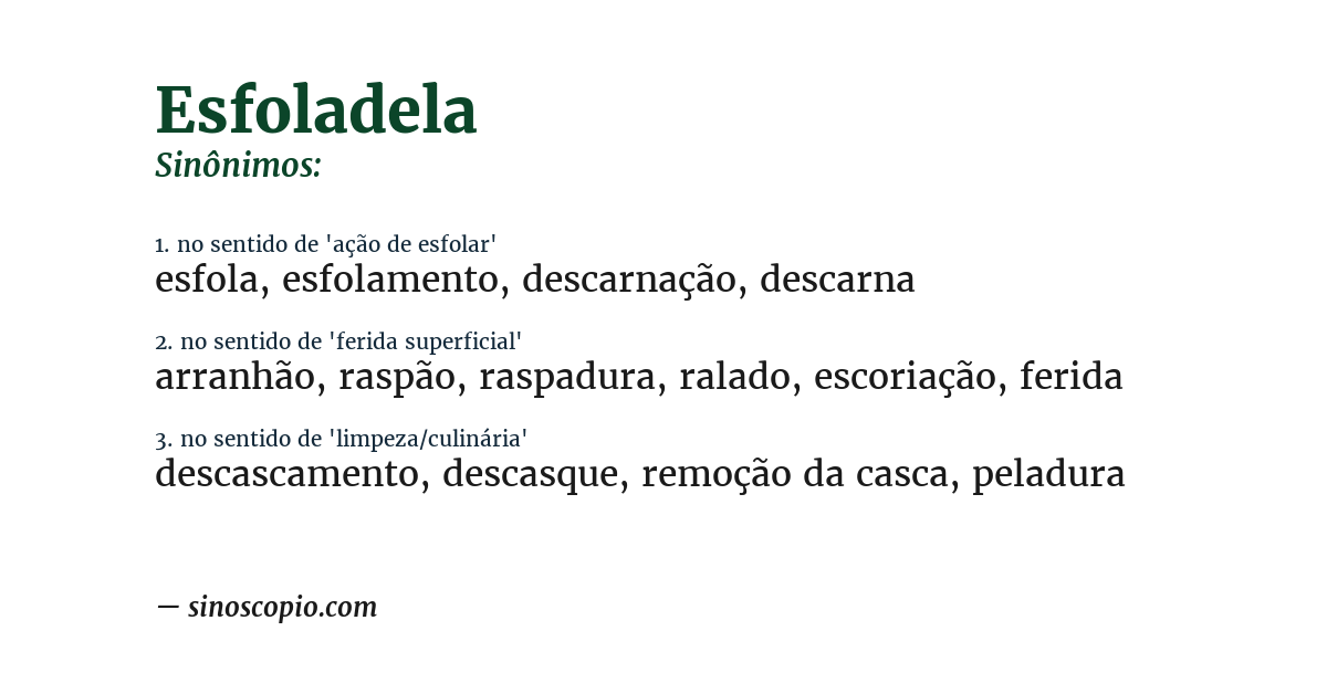 Sinônimo de esfoladela