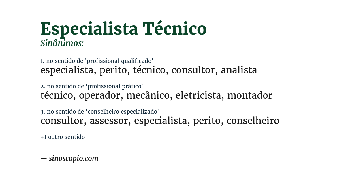 Sinônimo de especialista técnico