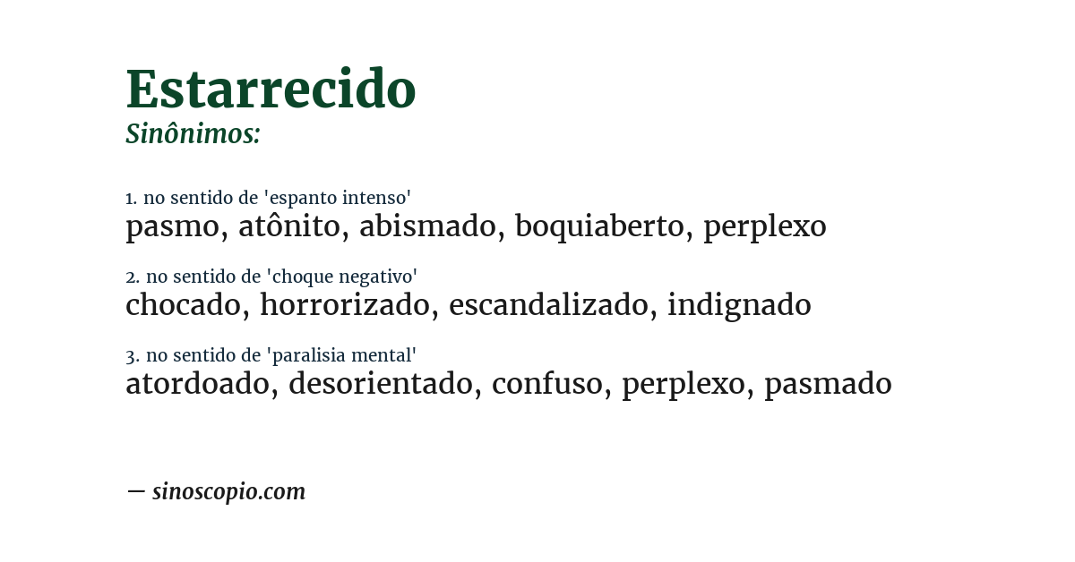 Sinônimo de estarrecido