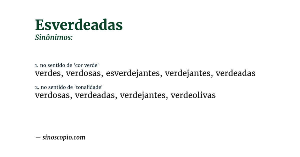 Sinônimo de esverdeadas