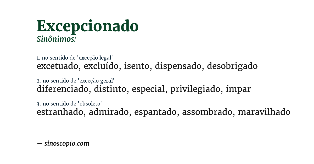 Sinônimo de excepcionado