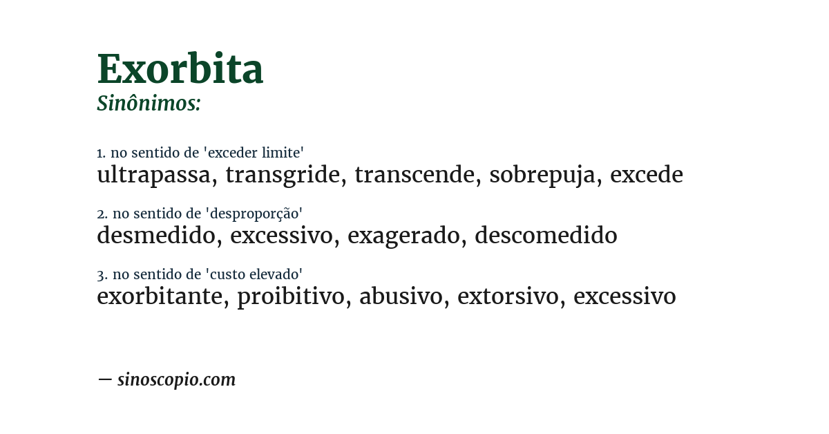 Sinônimo de exorbita