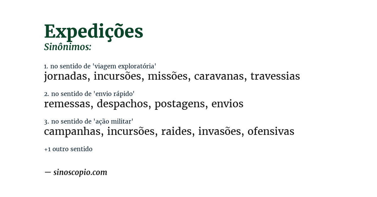 Sinônimo de expedições