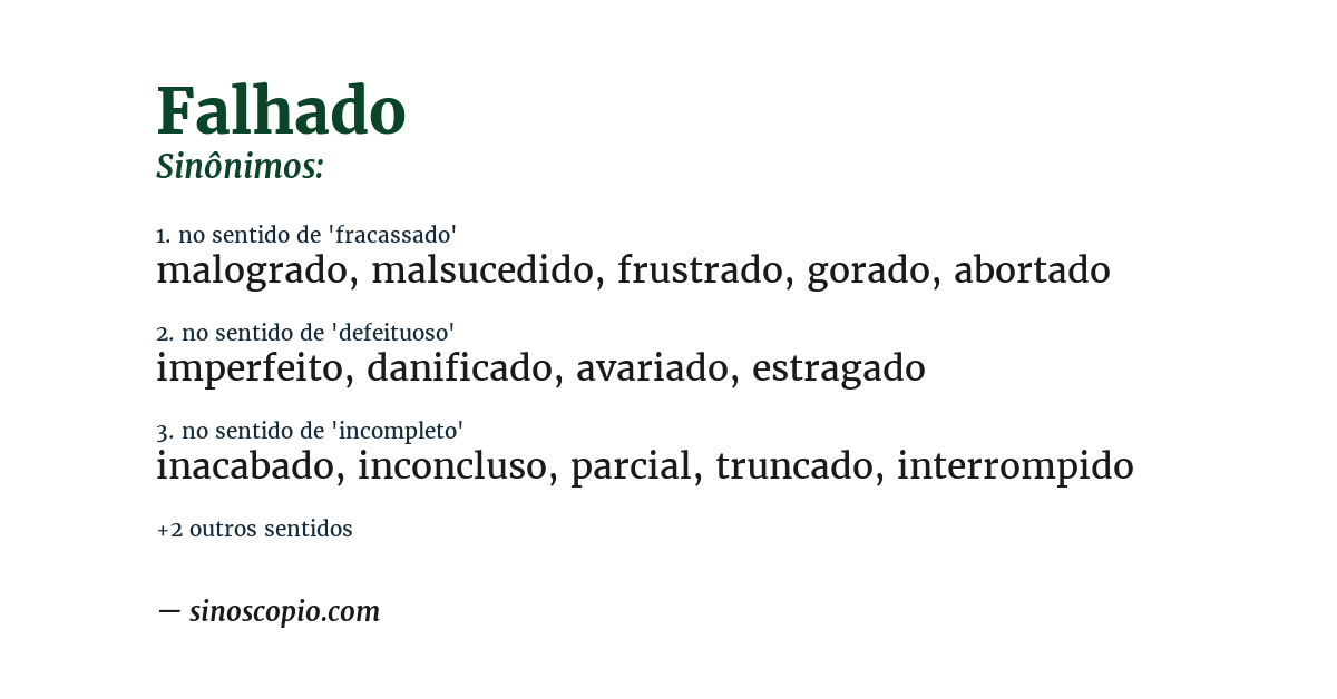 Sinônimo de falhado