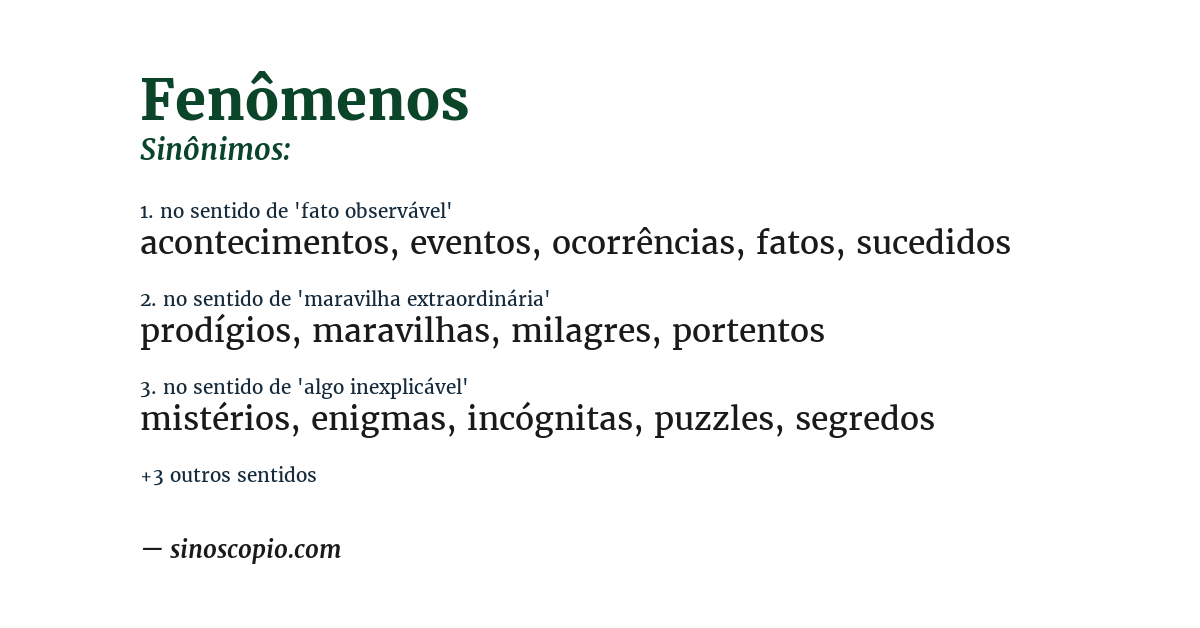 Sinônimo de fenômenos