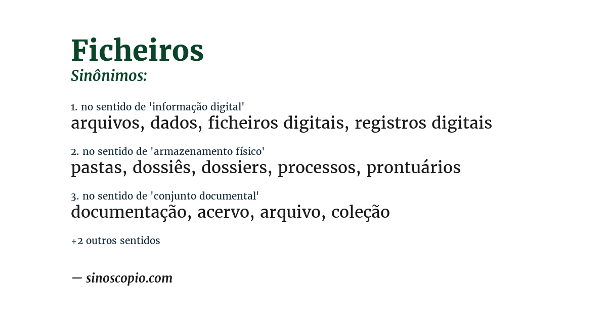 Sinônimo de ficheiros