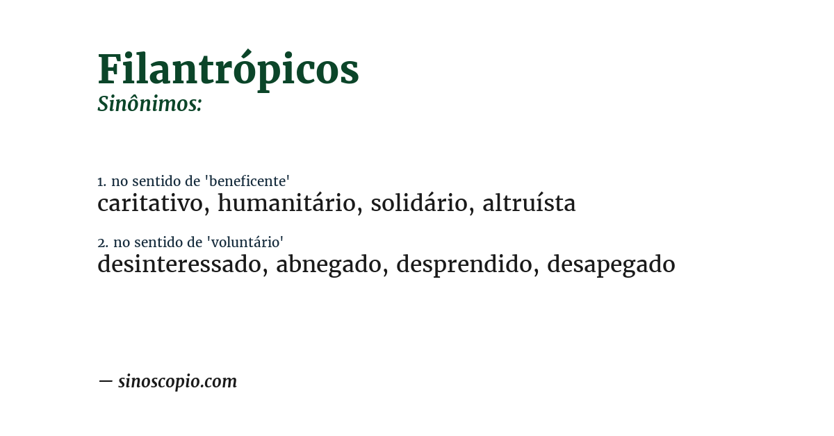 Sinônimo de filantrópicos