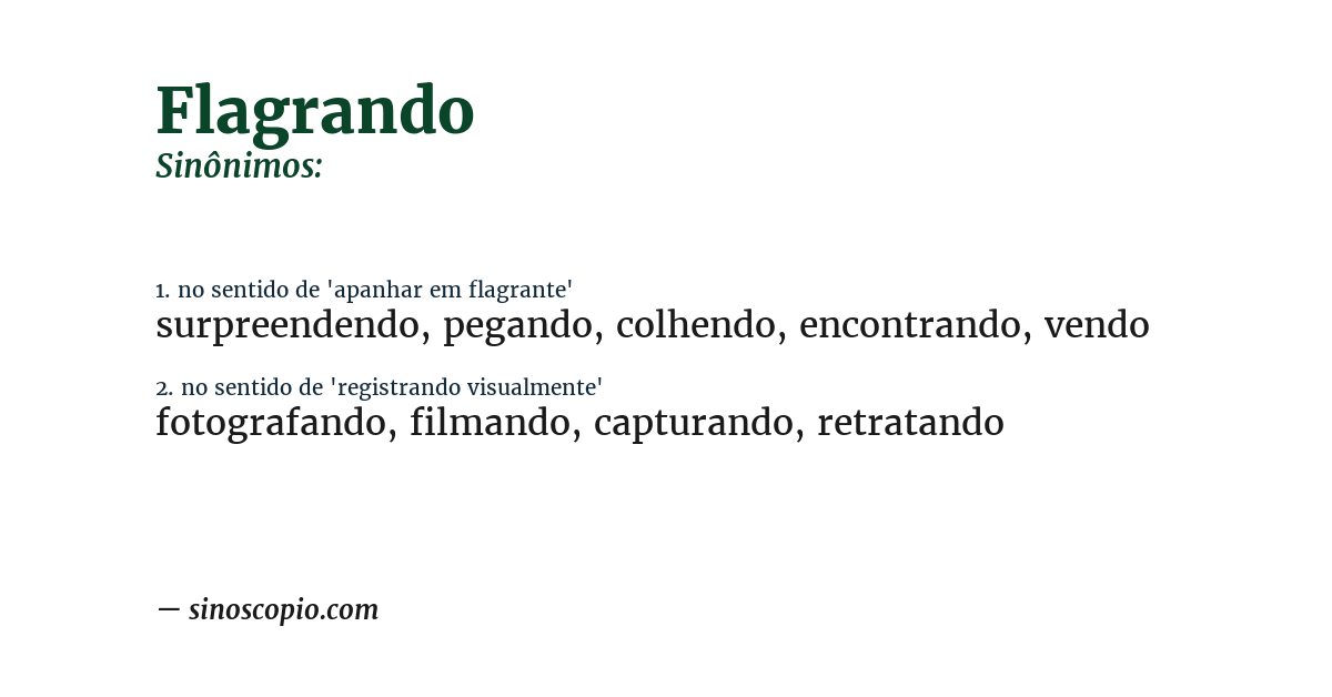 Sinônimo de flagrando