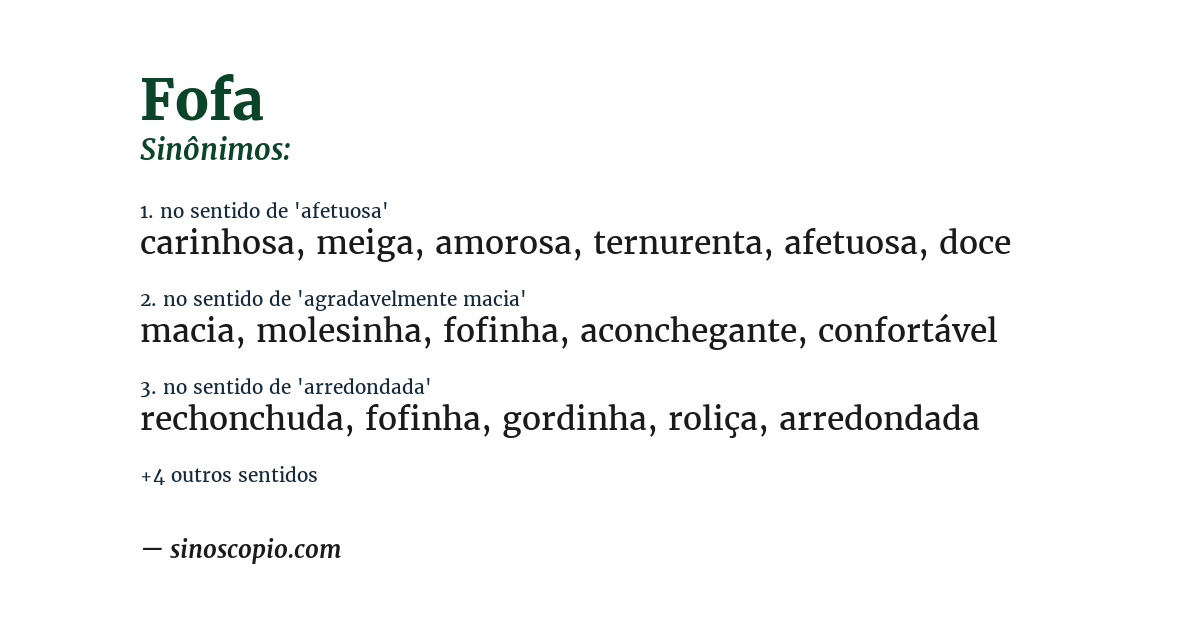 Sinônimo de fofa