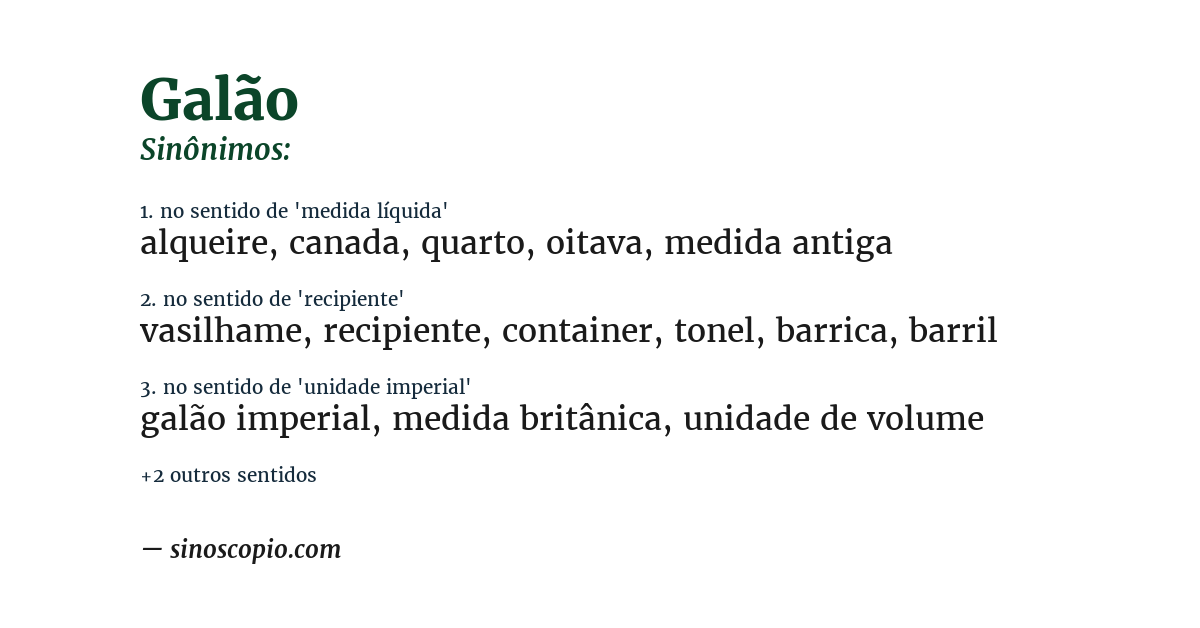 Sinônimo de galão
