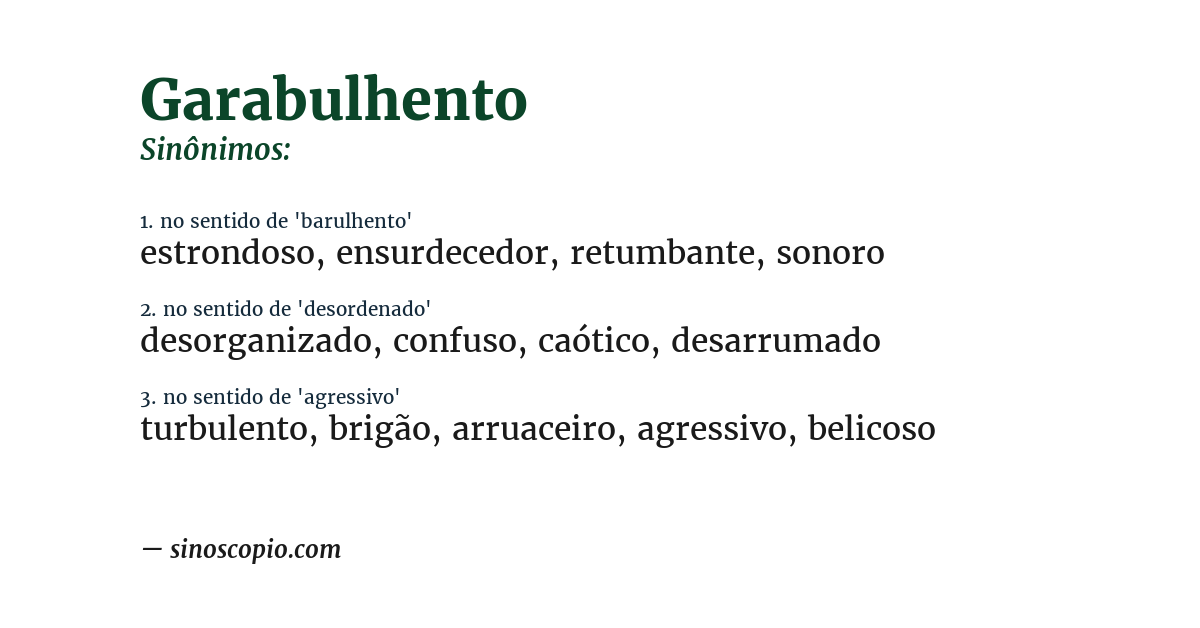 Sinônimo de garabulhento