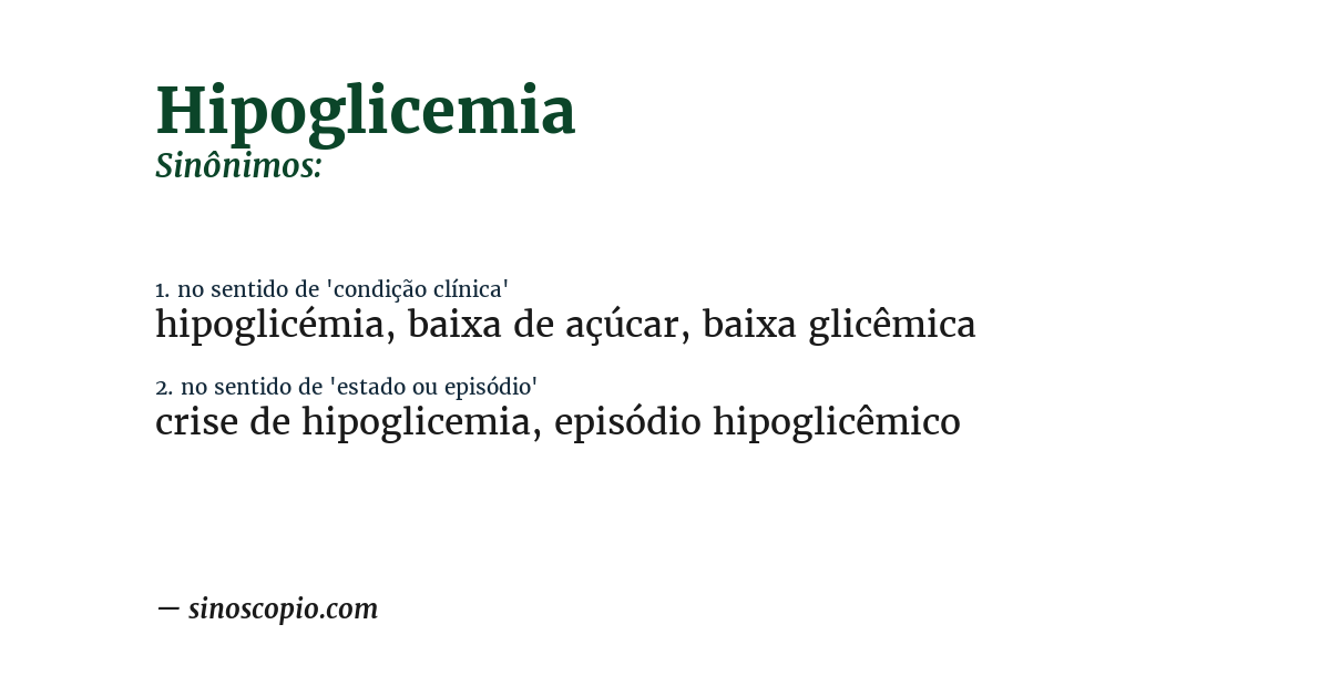 Sinônimo de hipoglicemia