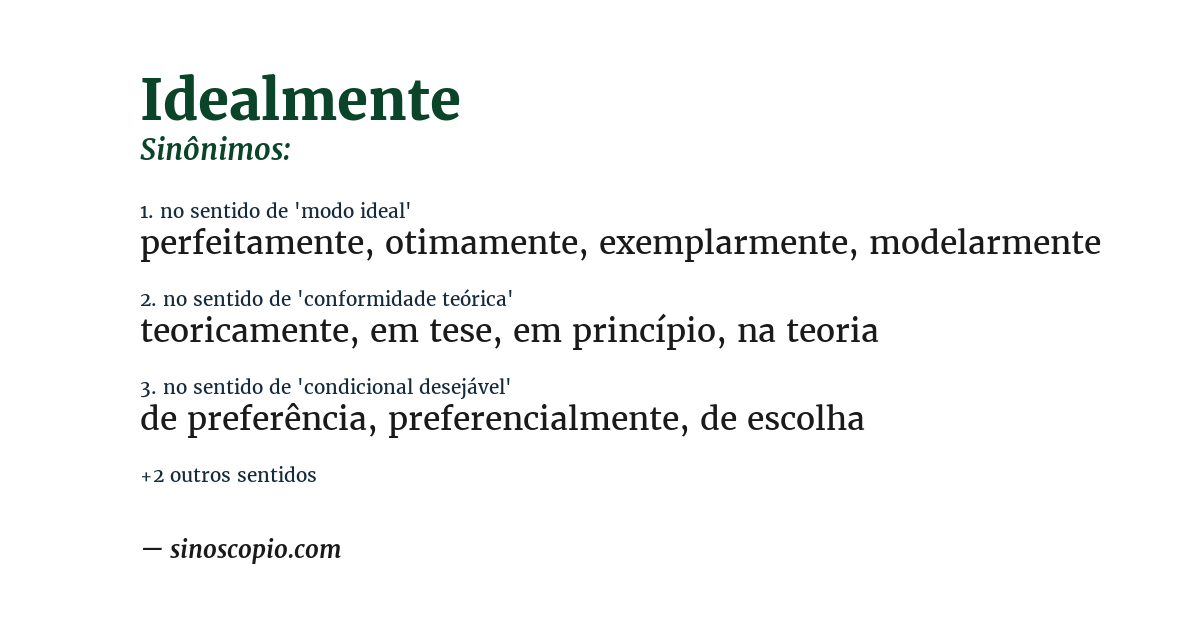 Sinônimo de idealmente