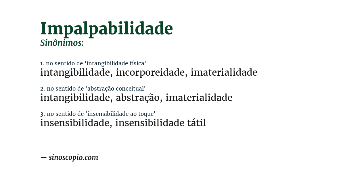 Sinônimo de impalpabilidade