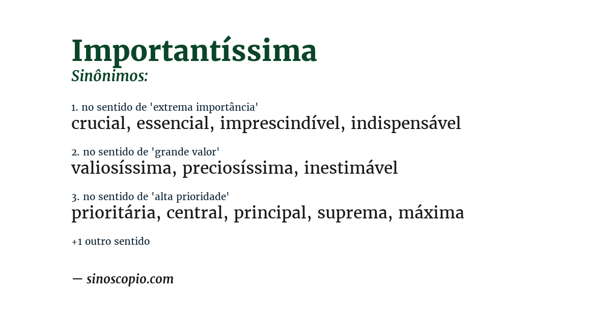 Sinônimo de importantíssima