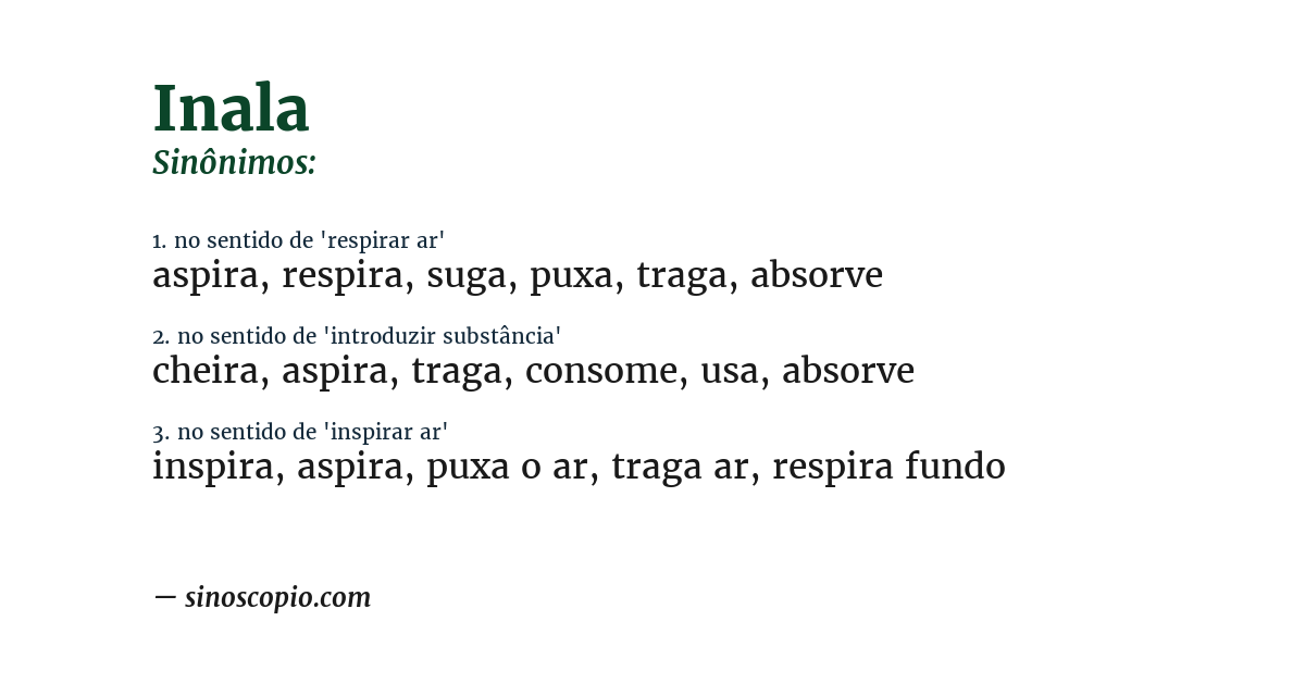 Sinônimo de inala