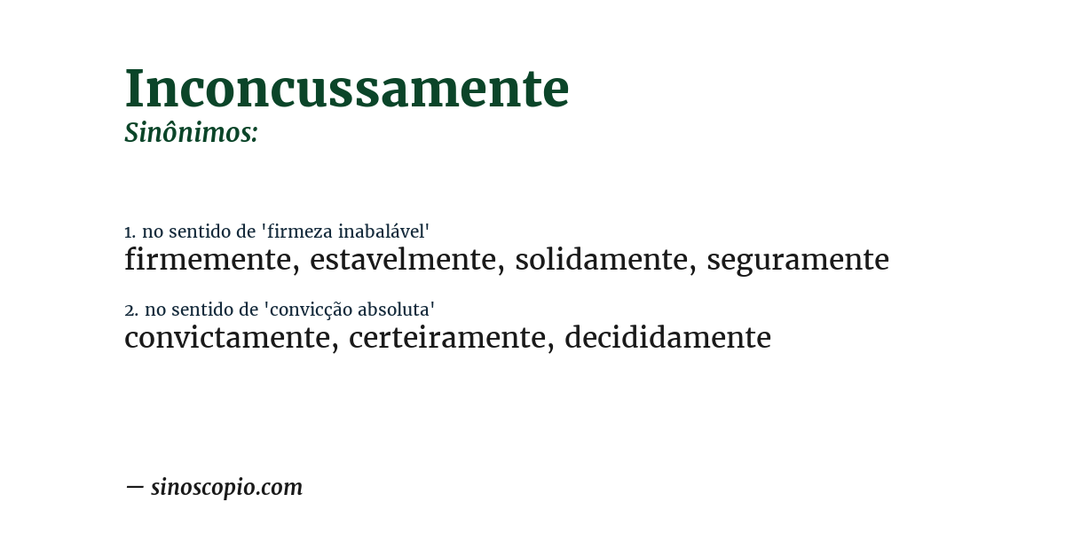 Sinônimo de inconcussamente