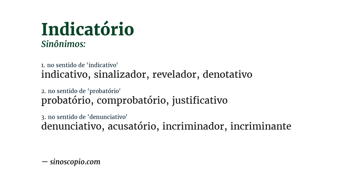 Sinônimo de indicatório