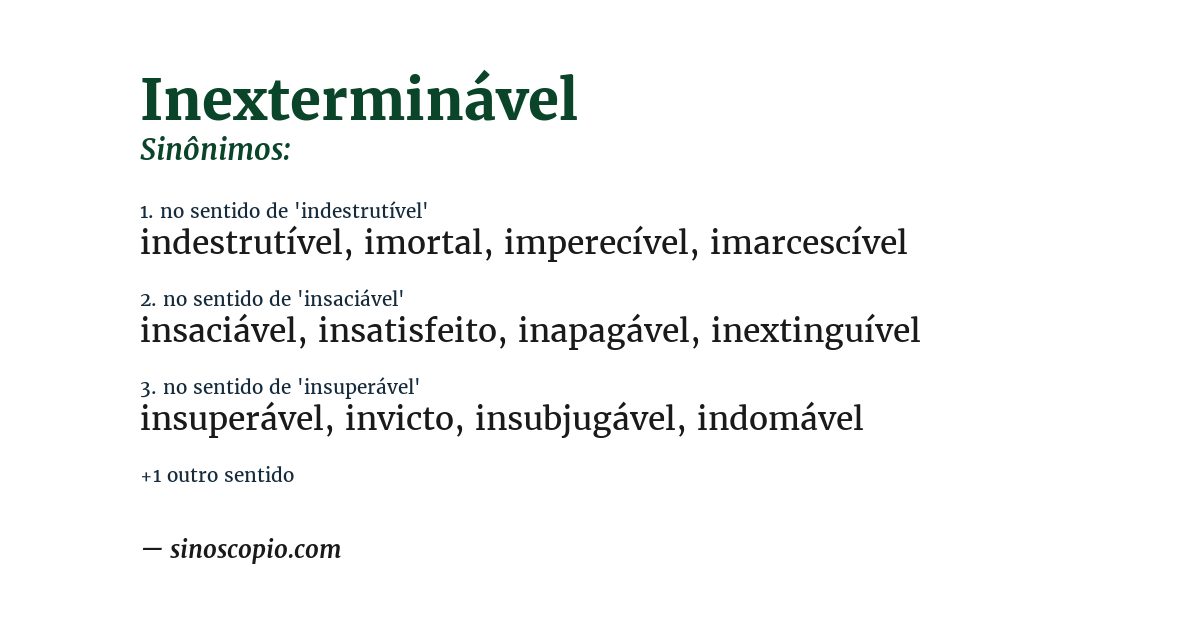 Sinônimo de inexterminável