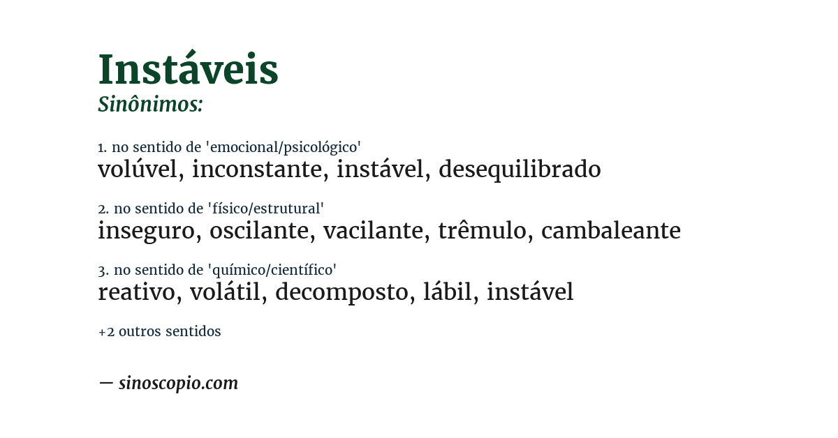 Sinônimo de instáveis