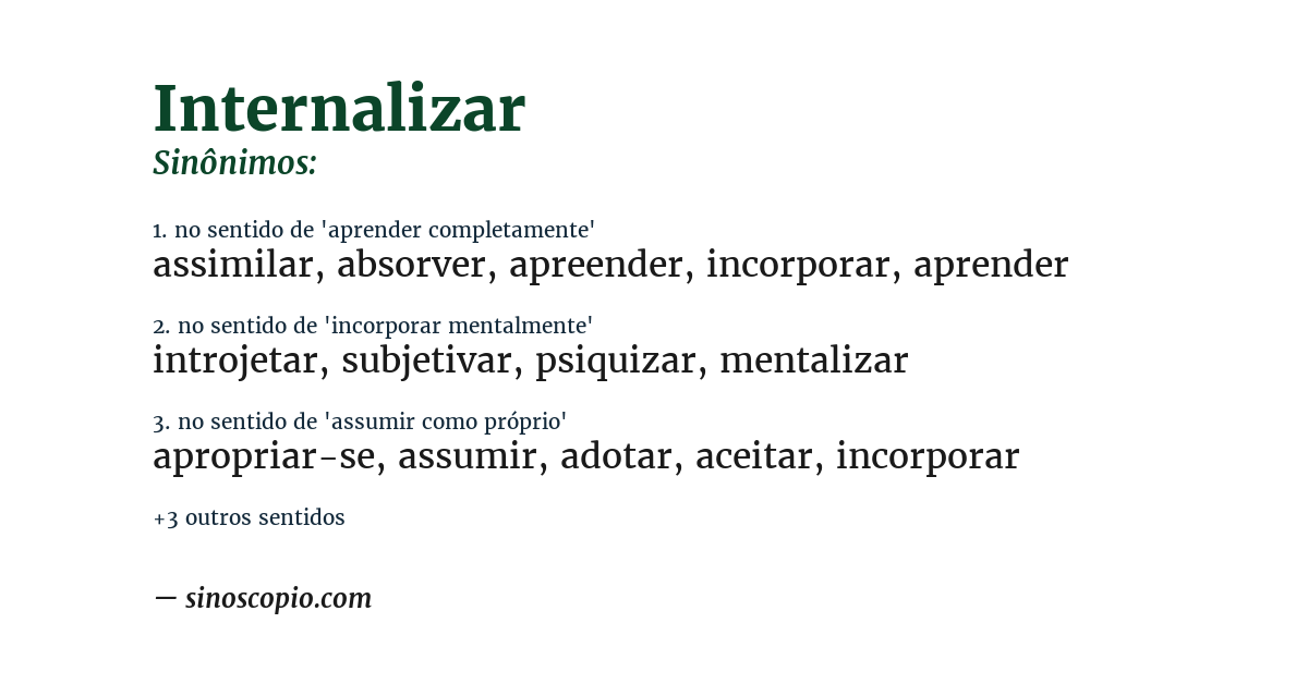 Sinônimo de internalizar