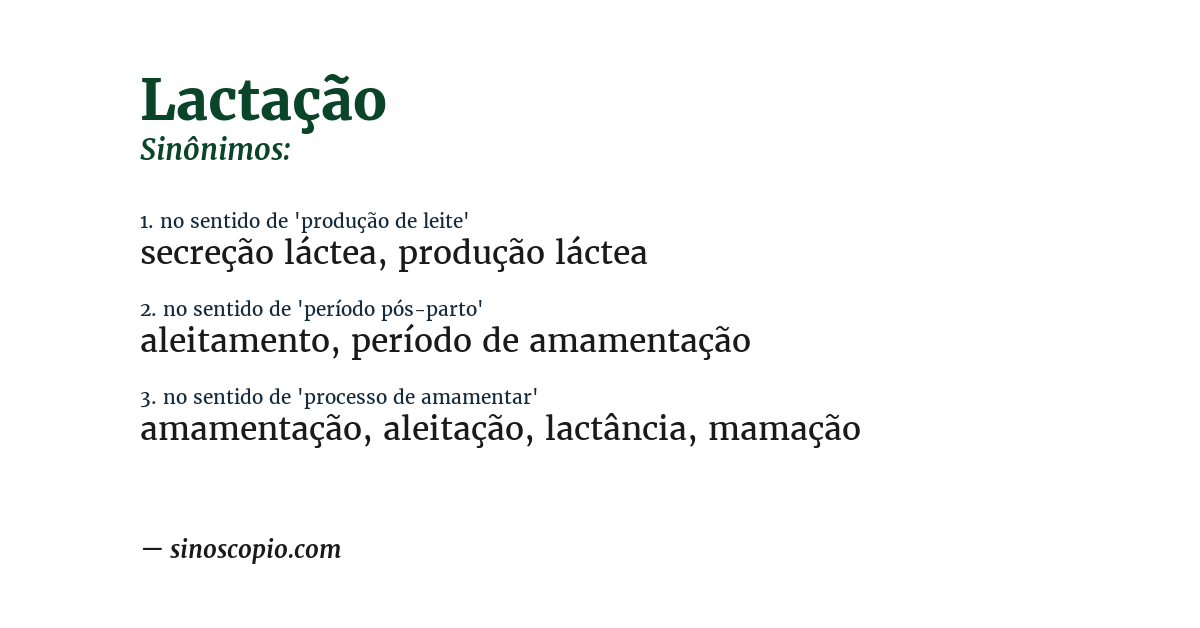 Sinônimo de lactação