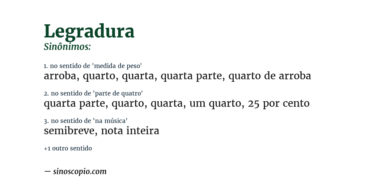Sinônimo de legradura