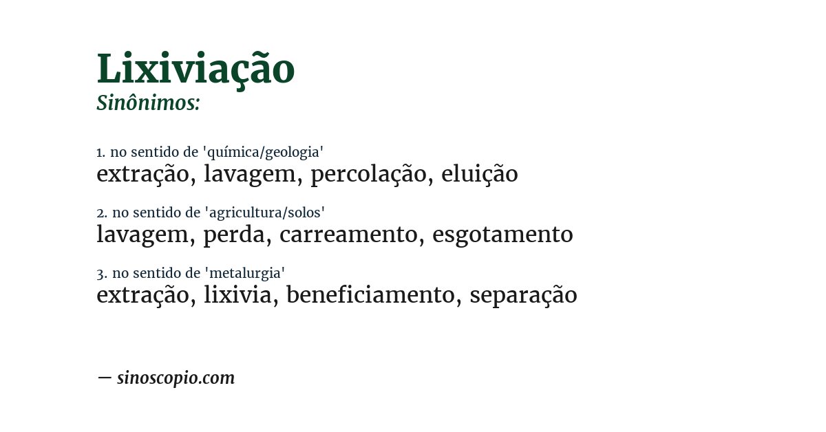 Sinônimo de lixiviação