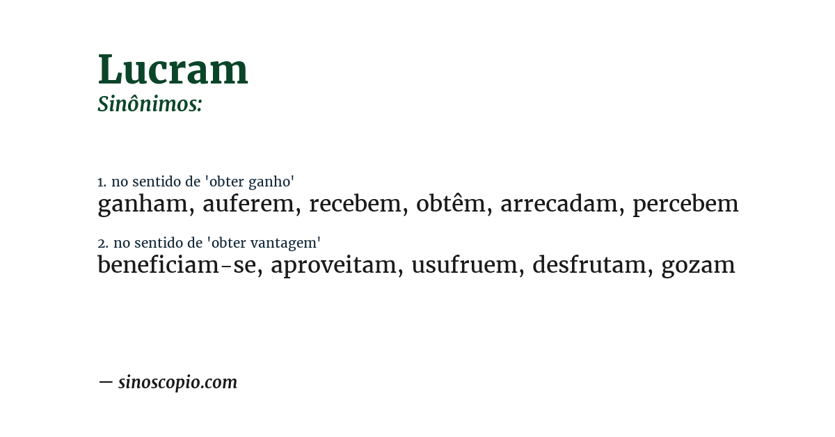 Sinônimo de lucram