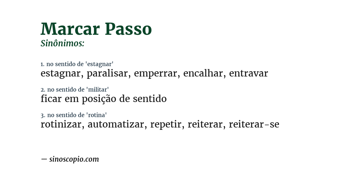 Sinônimo de marcar passo