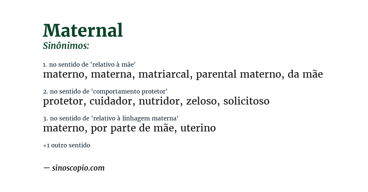 Sinônimo de maternal