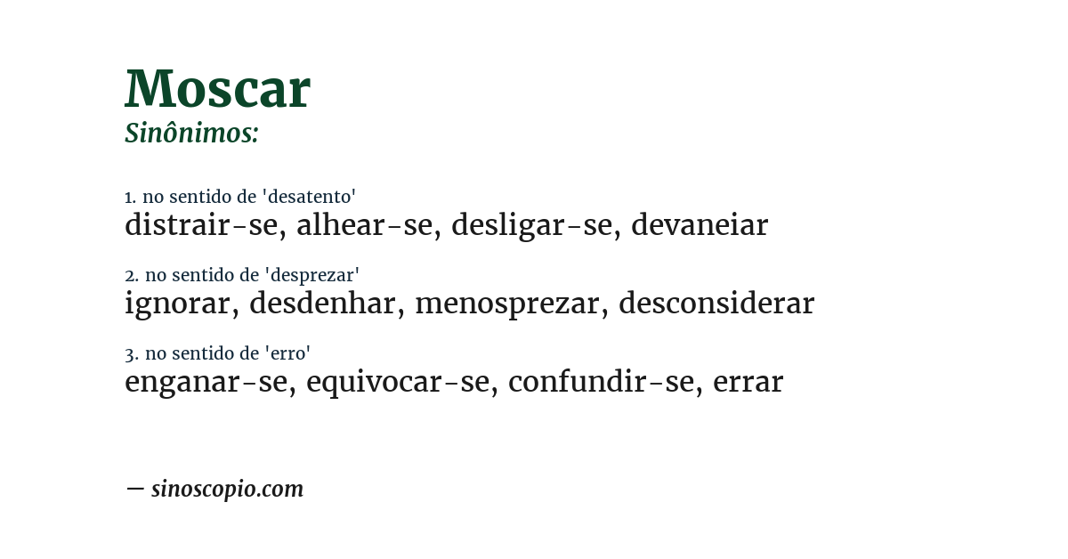 Sinônimo de moscar