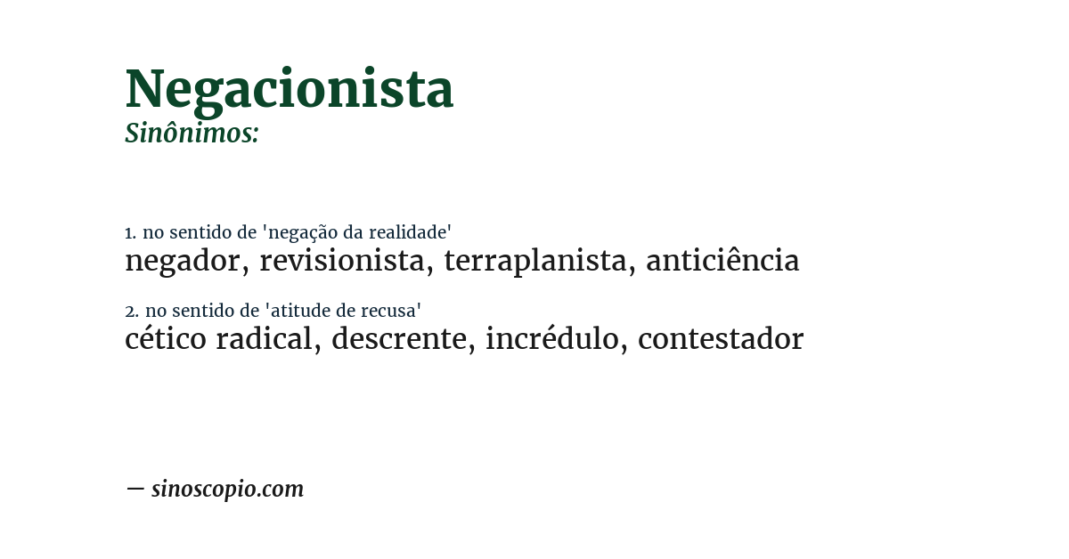 Sinônimo de negacionista
