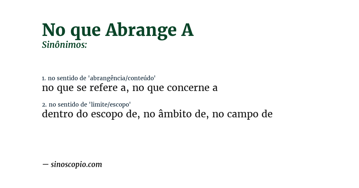 Sinônimo de no que abrange a
