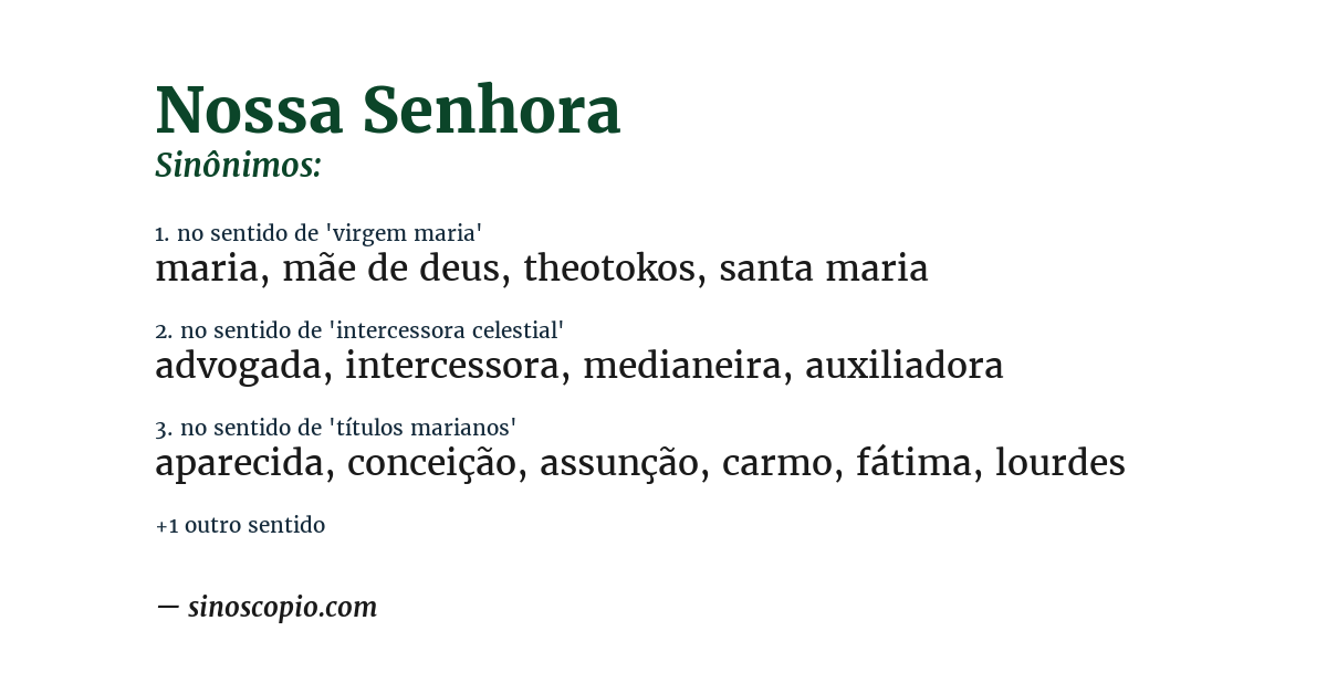 Sinônimo de nossa senhora