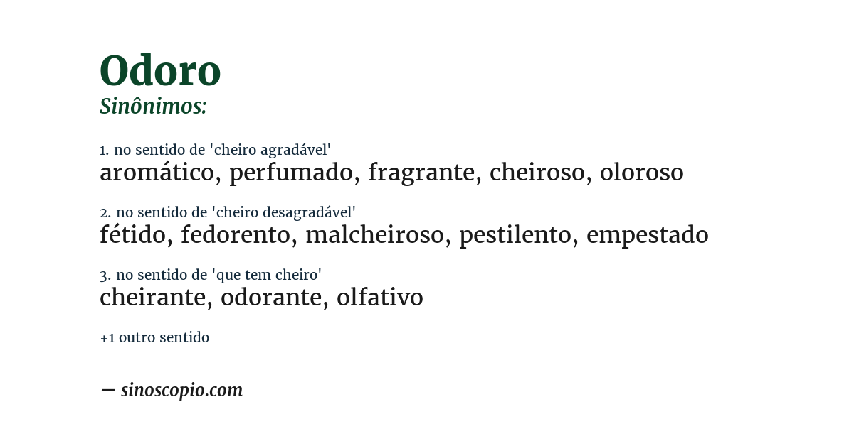 Sinônimo de odoro