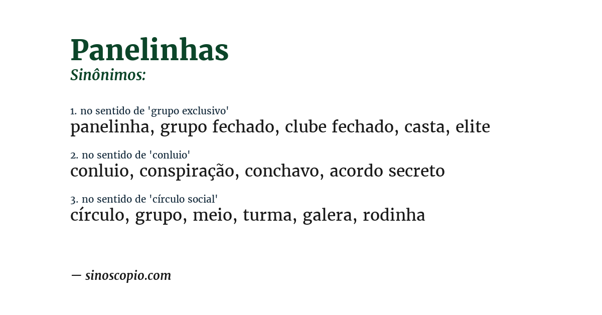 Sinônimo de panelinhas