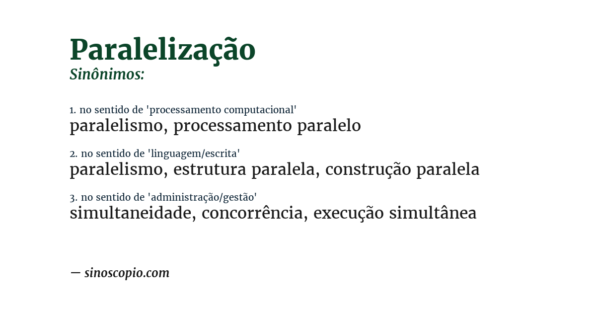 Sinônimo de paralelização