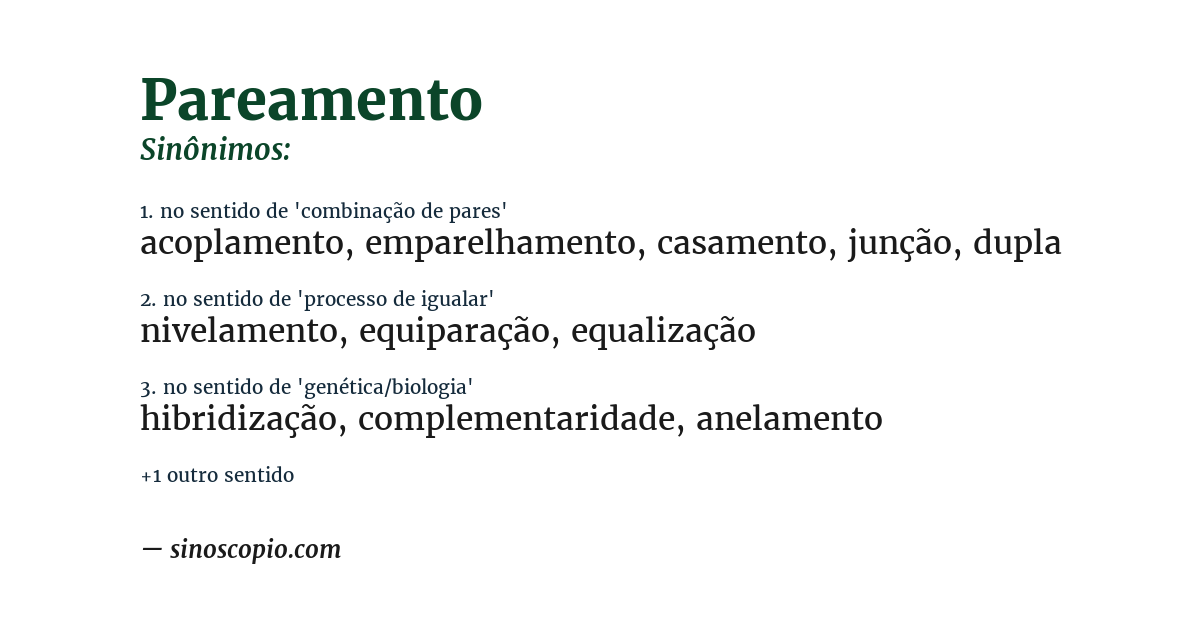 Sinônimo de pareamento