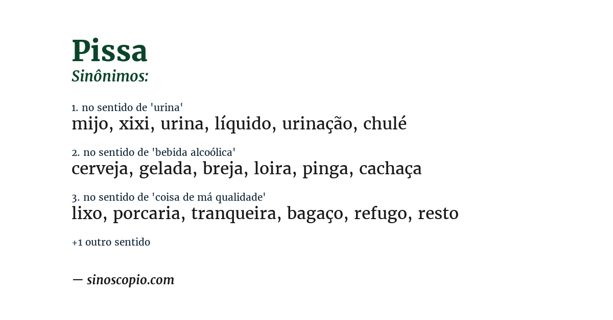 Sinônimo de pissa