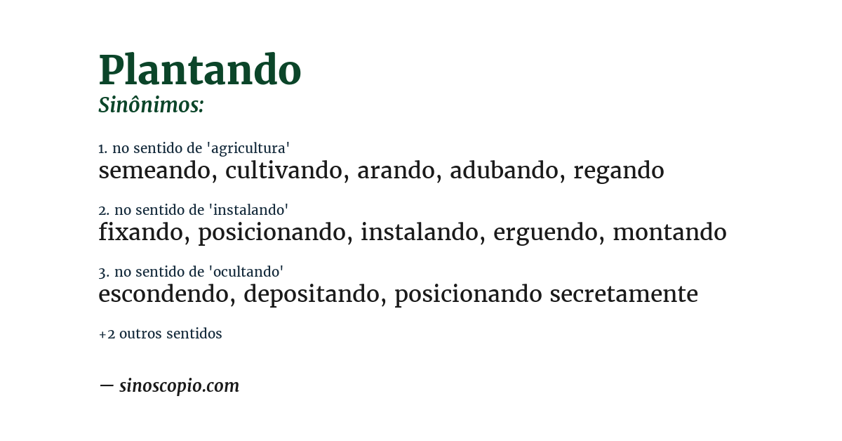 Sinônimo de plantando