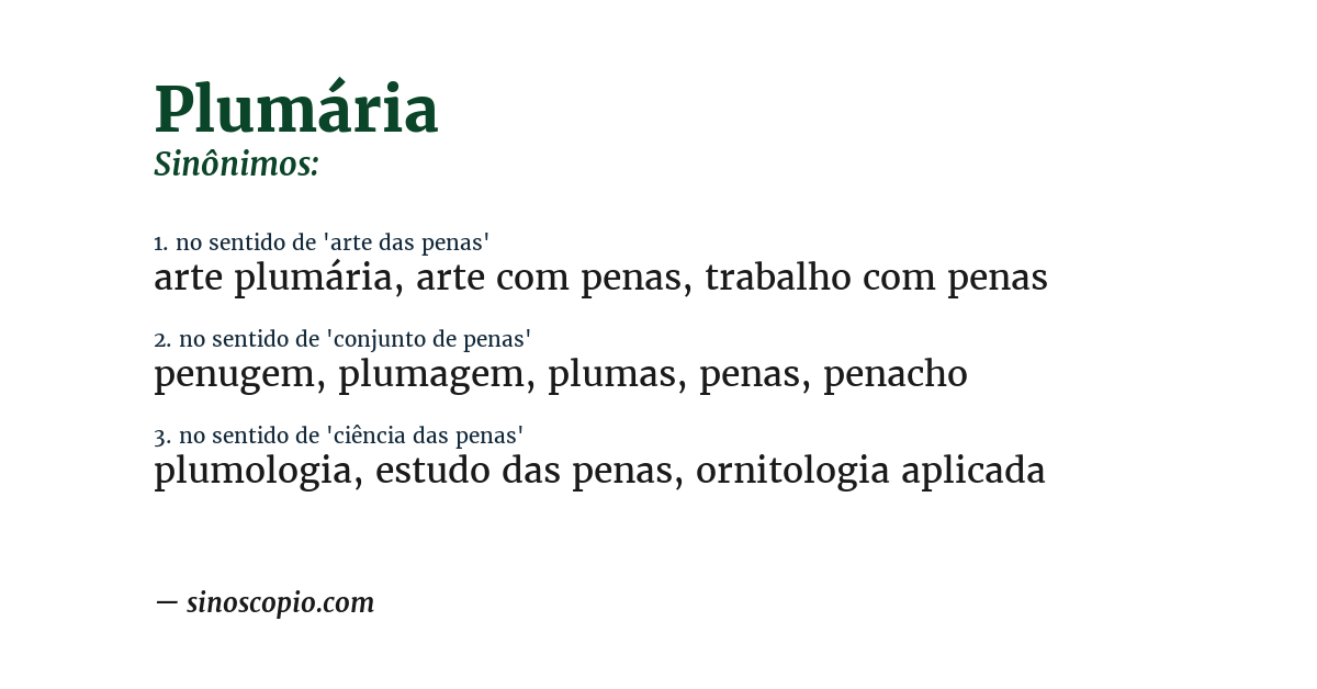 Sinônimo de plumária