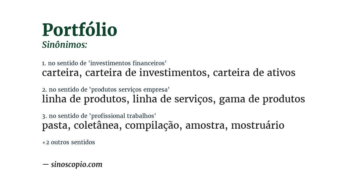 Sinônimo de portfólio