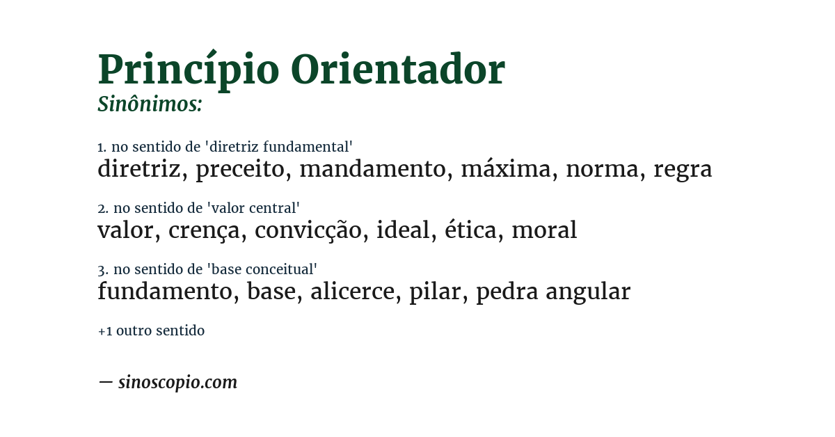 Sinônimo de princípio orientador