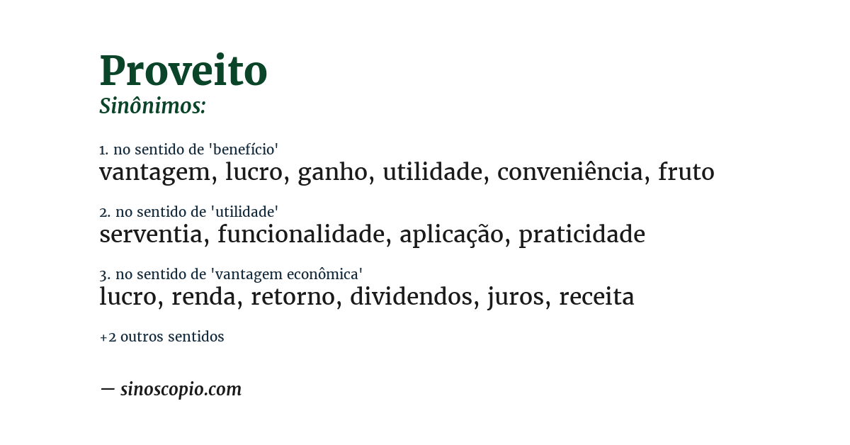 Sinônimo de proveito