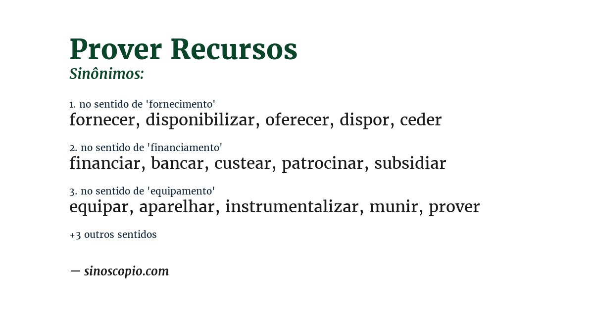 Sinônimo de prover recursos