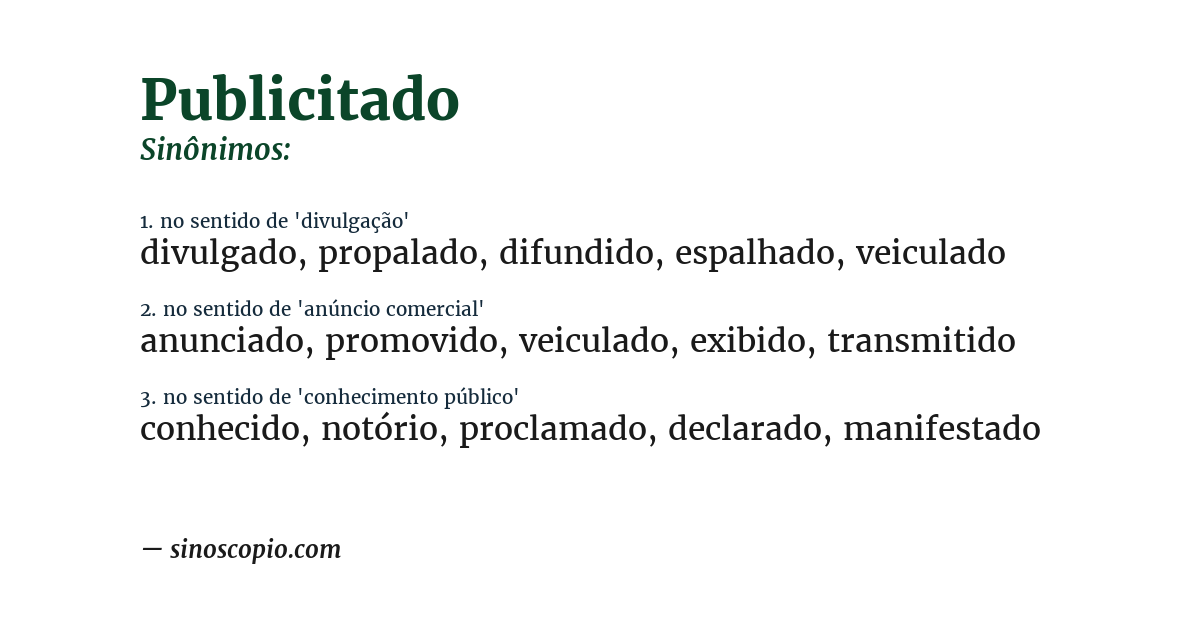Sinônimo de publicitado