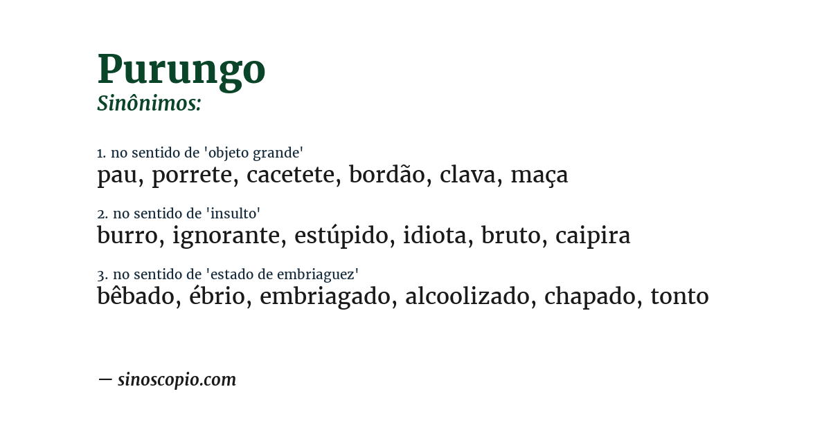 Sinônimo de purungo